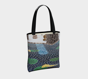 The Lily Pads Unlined Tote Bag with Black Cotton Straps