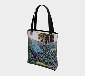 The Lily Pads Unlined Tote Bag with Black Cotton Straps